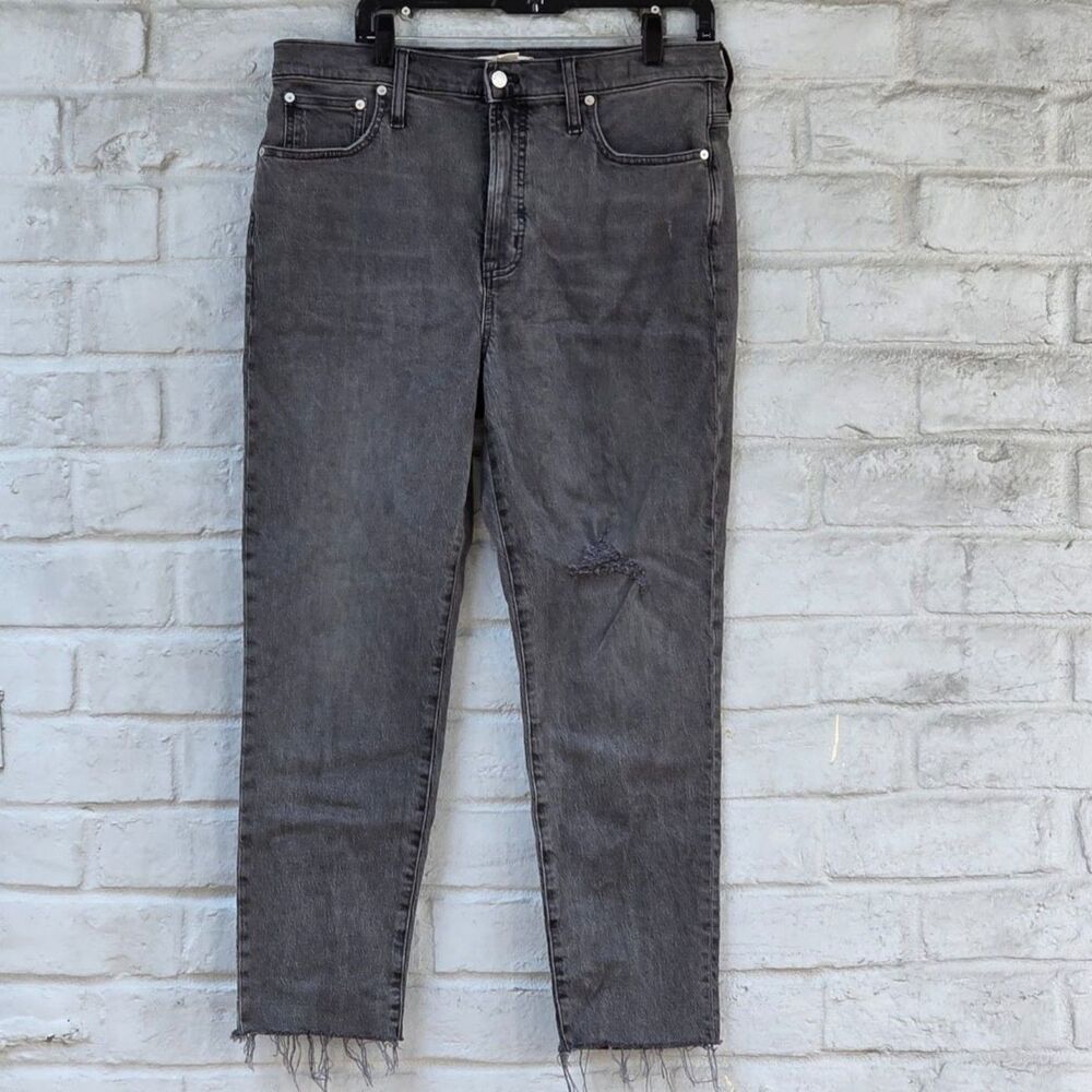 MADEWELL The Perfect Vintage Jean High Rise Fray Hem Distressed Gray Size 31
